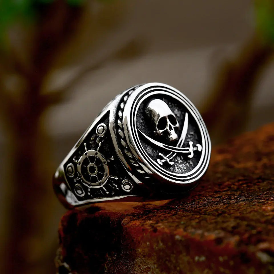 Pirate Skull Stainless Steel Ring - Vrafi Jewelry