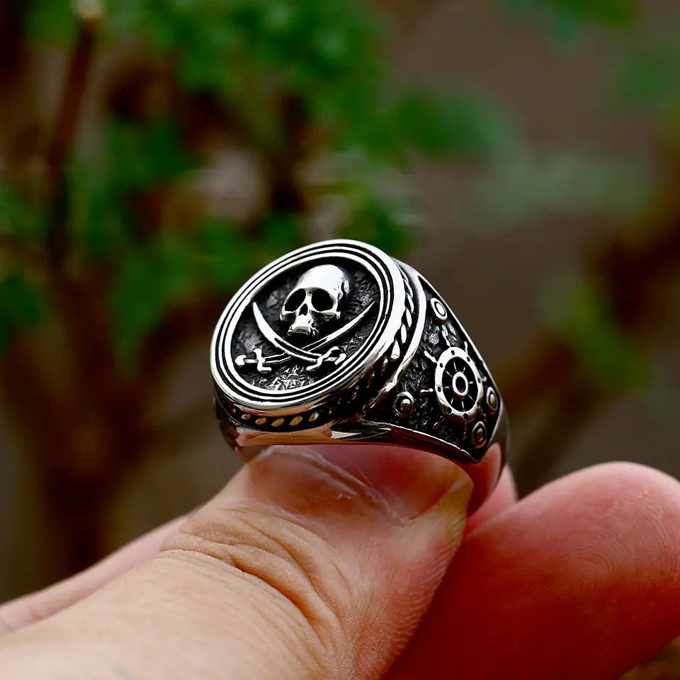 Pirate Skull Stainless Steel Ring - Vrafi Jewelry