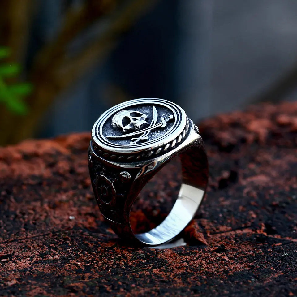 Pirate Skull Stainless Steel Ring - Vrafi Jewelry