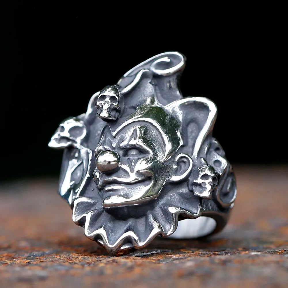 Poker and Joker Skull Stainless Steel Ring