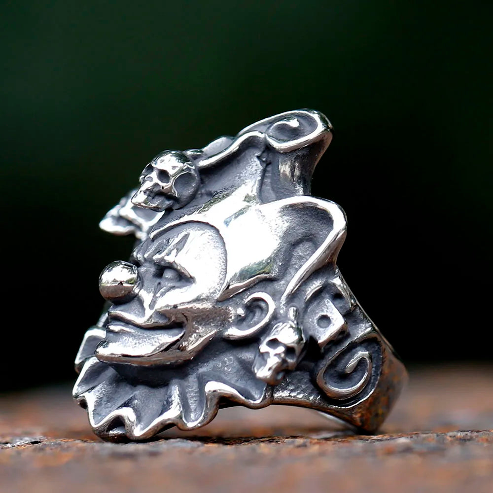Poker and Joker Skull Stainless Steel Ring