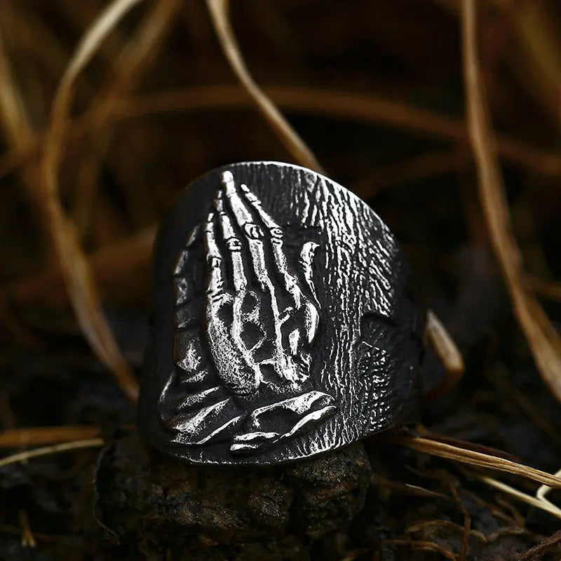 Praying Hand Stainless Steel Ring Vrafi Jewelry
