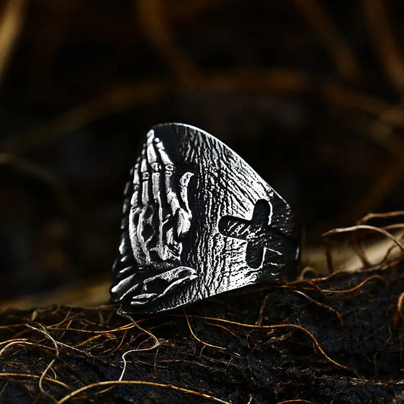 Praying Hand Stainless Steel Ring VRAFI