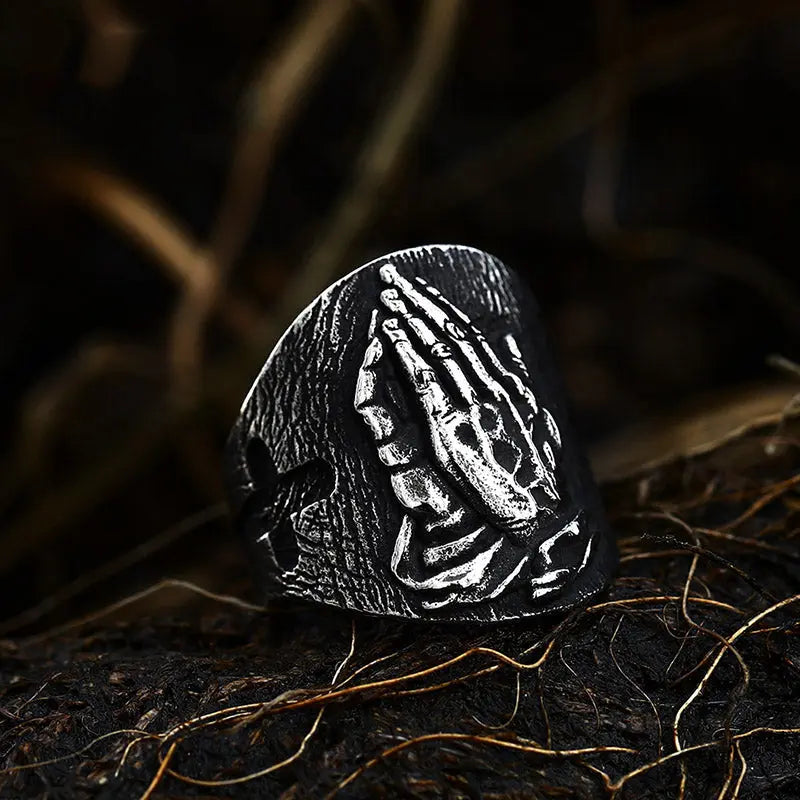 Praying Hand Stainless Steel Ring VRAFI