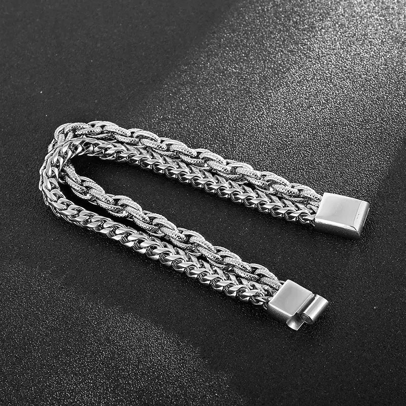 Punk Blackened Stainless Steel Braided Bracelet VRAFI