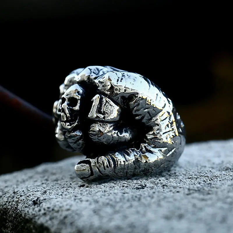 Punk Skull Fist Stainless Steel Rings VRAFI