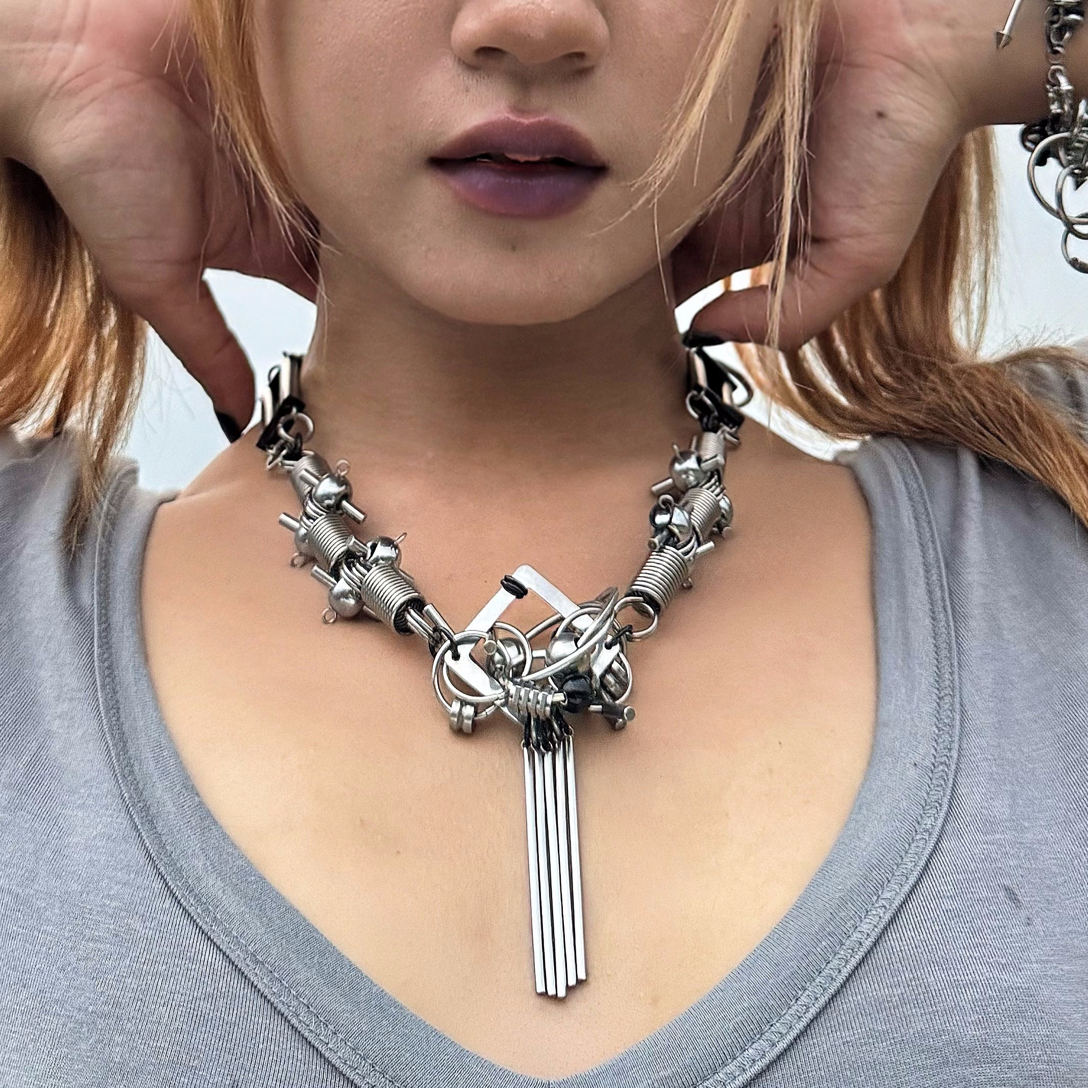 Punk Tassel Pendant Short Necklace