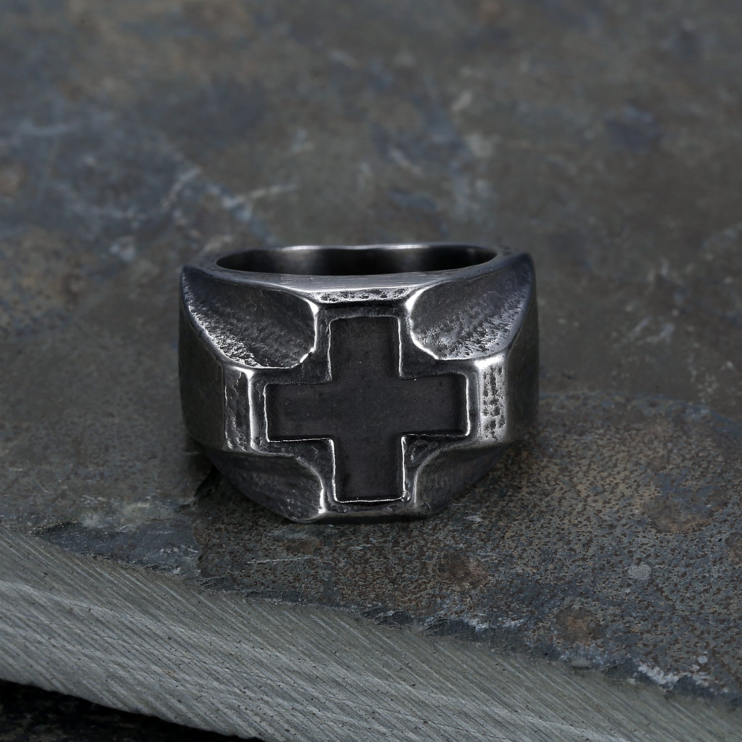 Punk Cross Stainless Steel Ring-Vrafi Jewelry