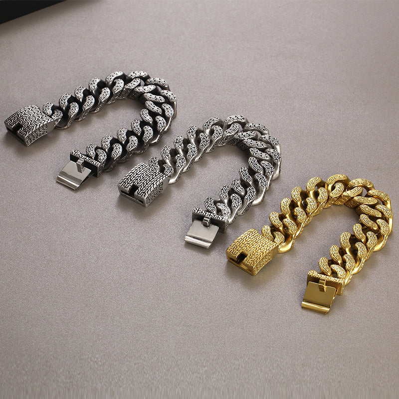 Bracciale in acciaio inossidabile cubano spazzolato