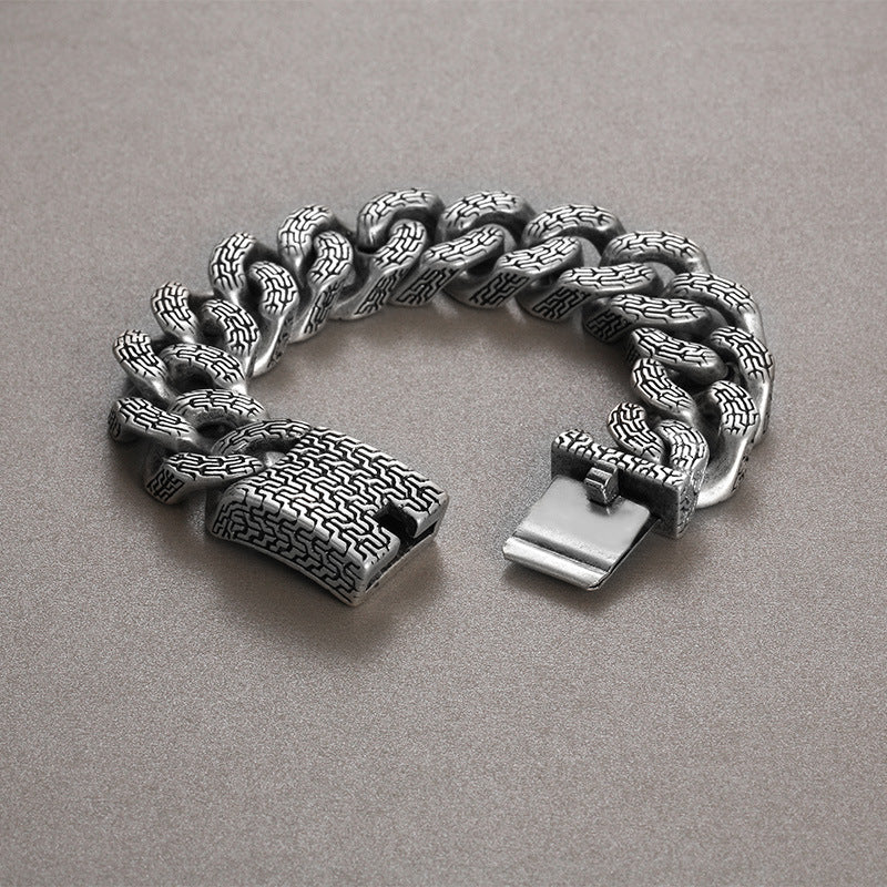 Bracciale in acciaio inossidabile cubano spazzolato