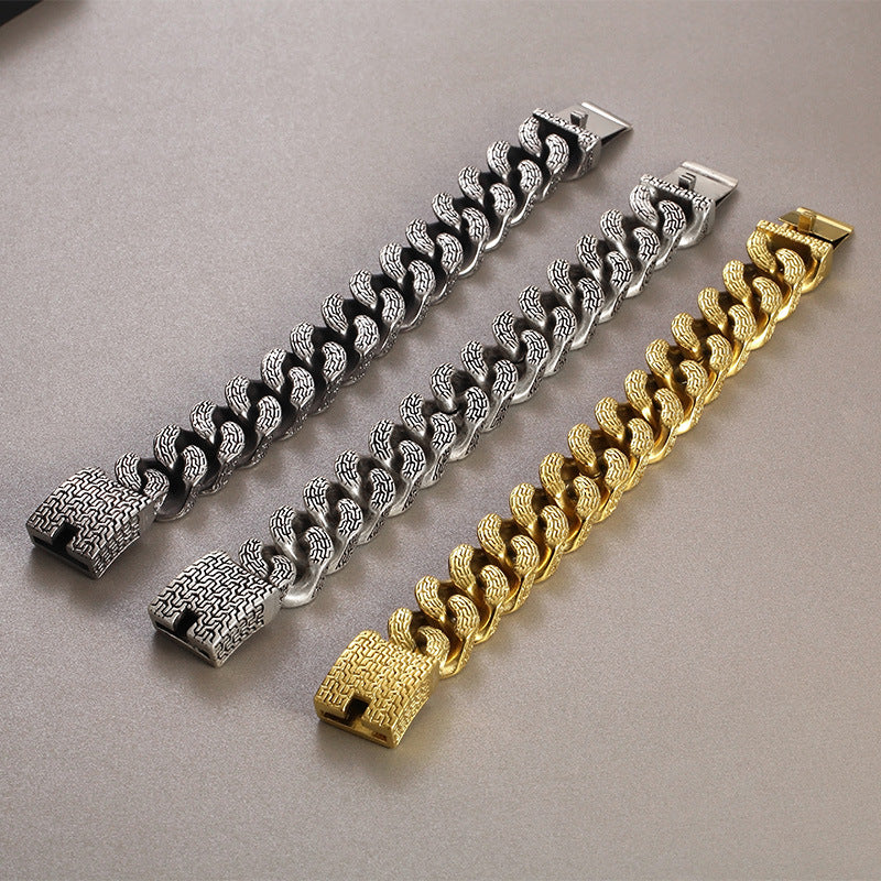 Bracciale in acciaio inossidabile cubano spazzolato