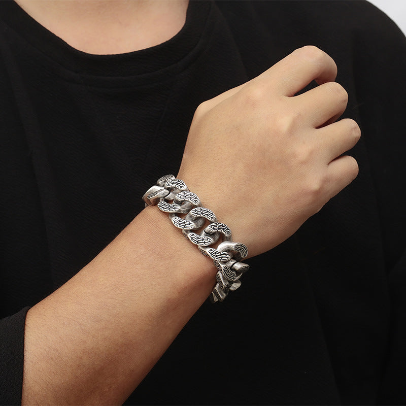 Bracciale in acciaio inossidabile cubano spazzolato