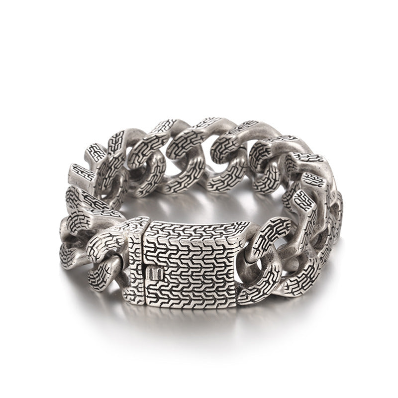 Bracciale in acciaio inossidabile cubano spazzolato