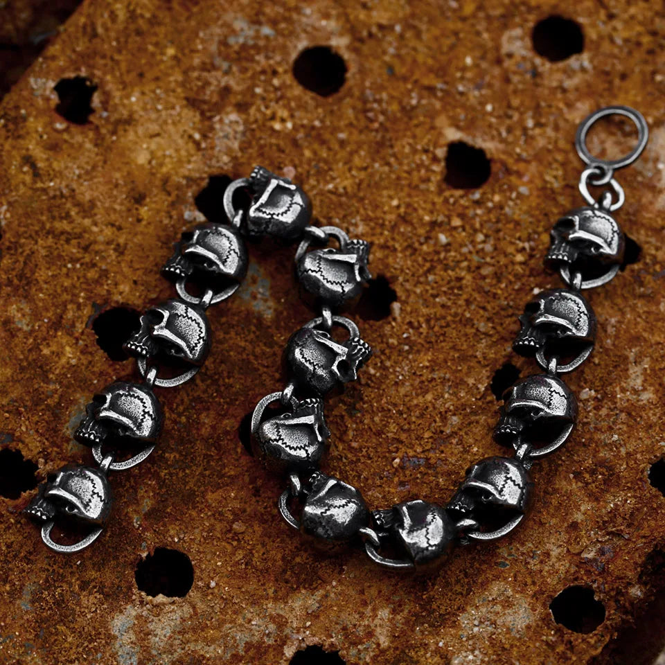 Punk Skull Chain Stainless Steel Bracelet