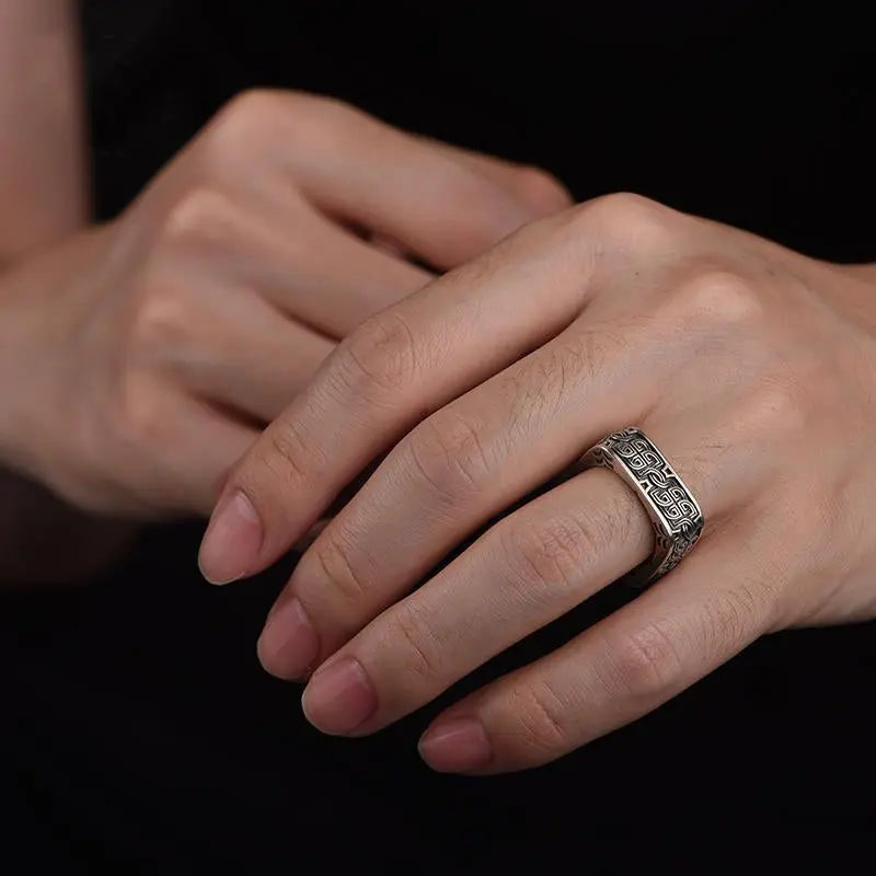 Quadrilateral Pattern Sterling Silver Ring - Vrafi Jewelry