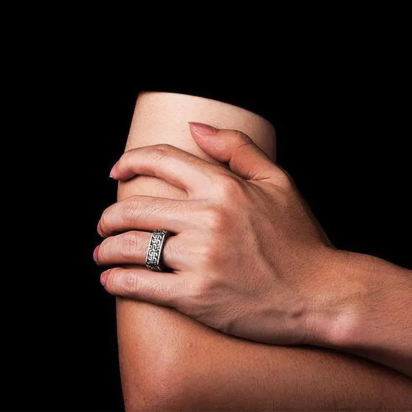 Quadrilateral Pattern Sterling Silver Ring - Vrafi Jewelry