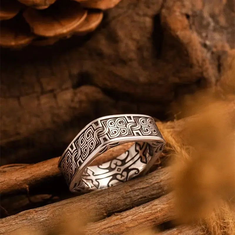 Quadrilateral Pattern Sterling Silver Ring - Vrafi Jewelry