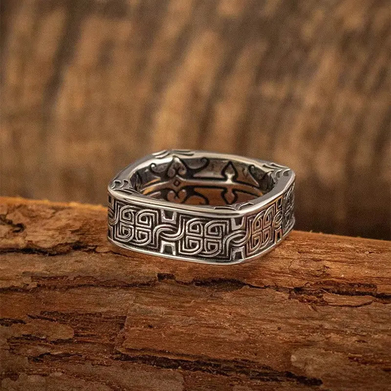 Quadrilateral Pattern Sterling Silver Ring - Vrafi Jewelry