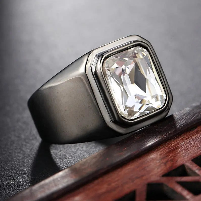 Radiant Cut Gemstone Gray Band Ring - Vrafi Jewelry