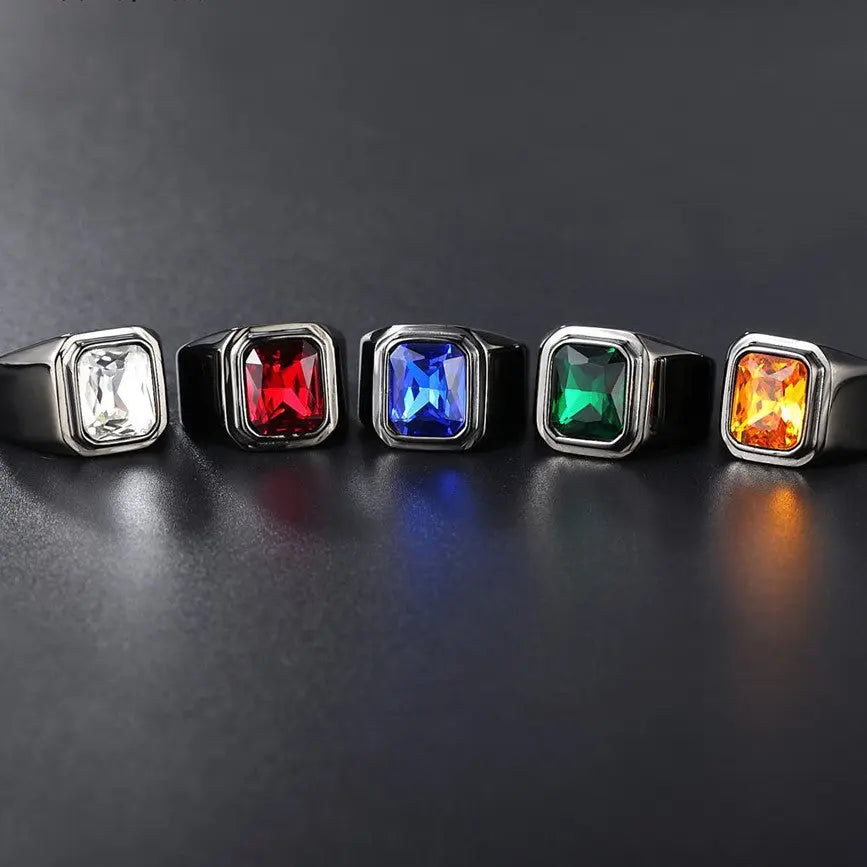 Radiant Cut Gemstone Gray Band Ring - Vrafi Jewelry