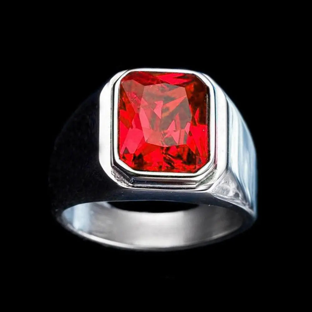 Radiant Cut Gemstone Inlaid Stainless Steel Ring - Vrafi Jewelry