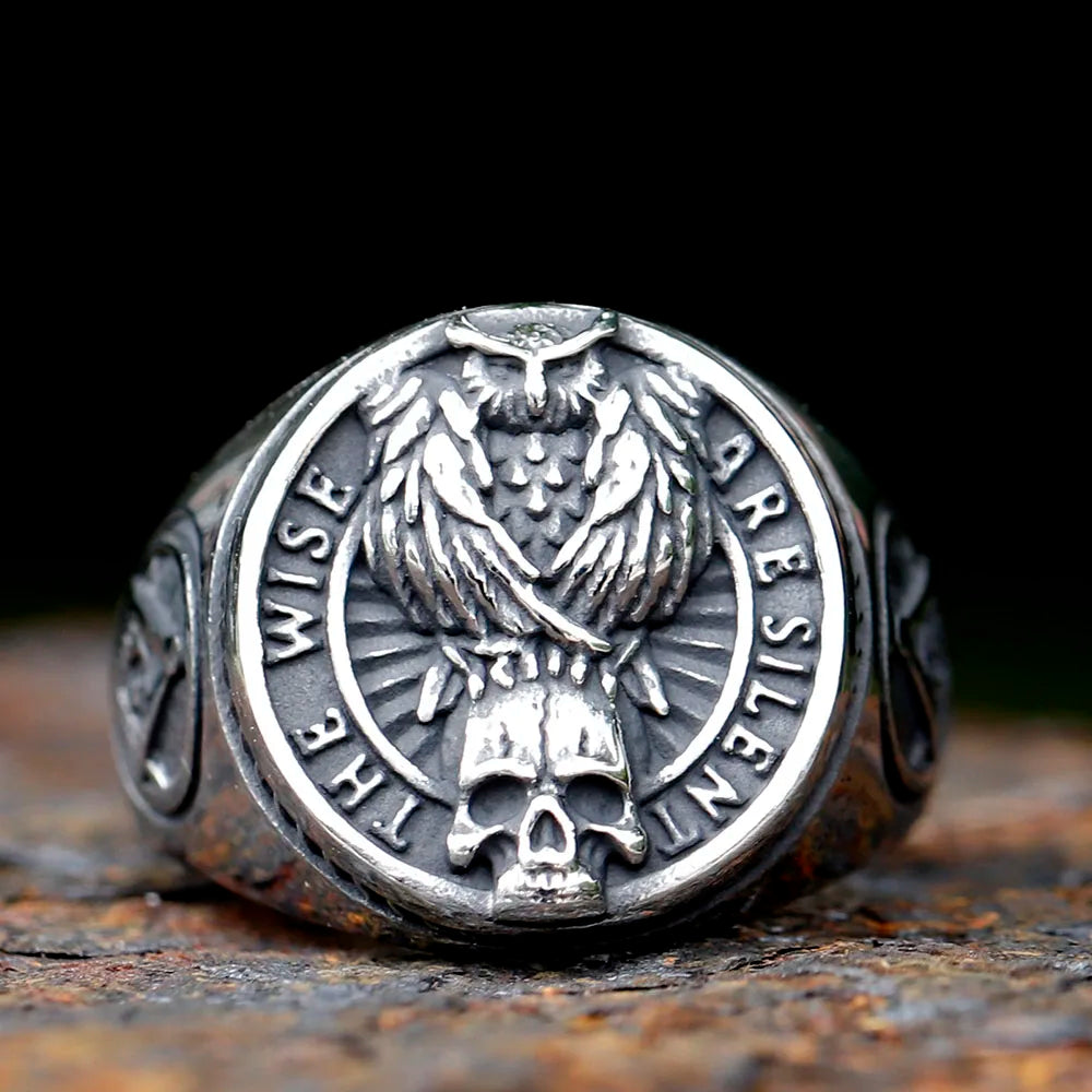 Owl and Skull Freemasonry Stainless Steel Rings