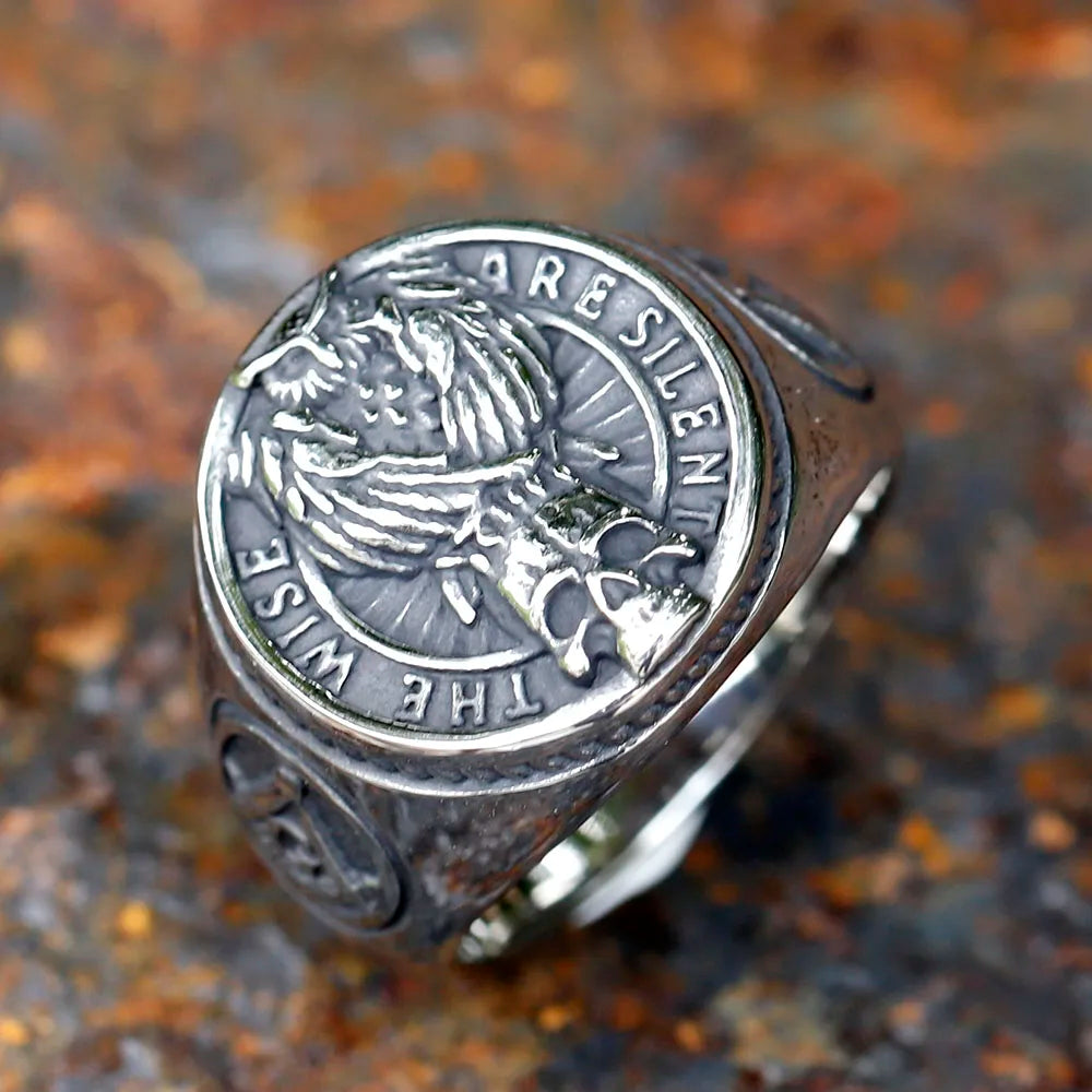Owl and Skull Freemasonry Stainless Steel Rings