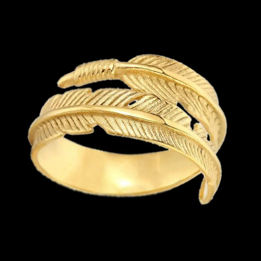 Retro Feather Stainless Steel Ring - Vrafi Jewelry