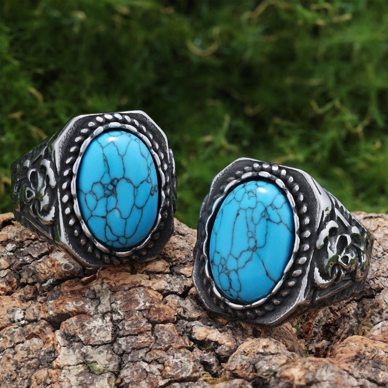 Anillo de sello de acero inoxidable tallado minimalista