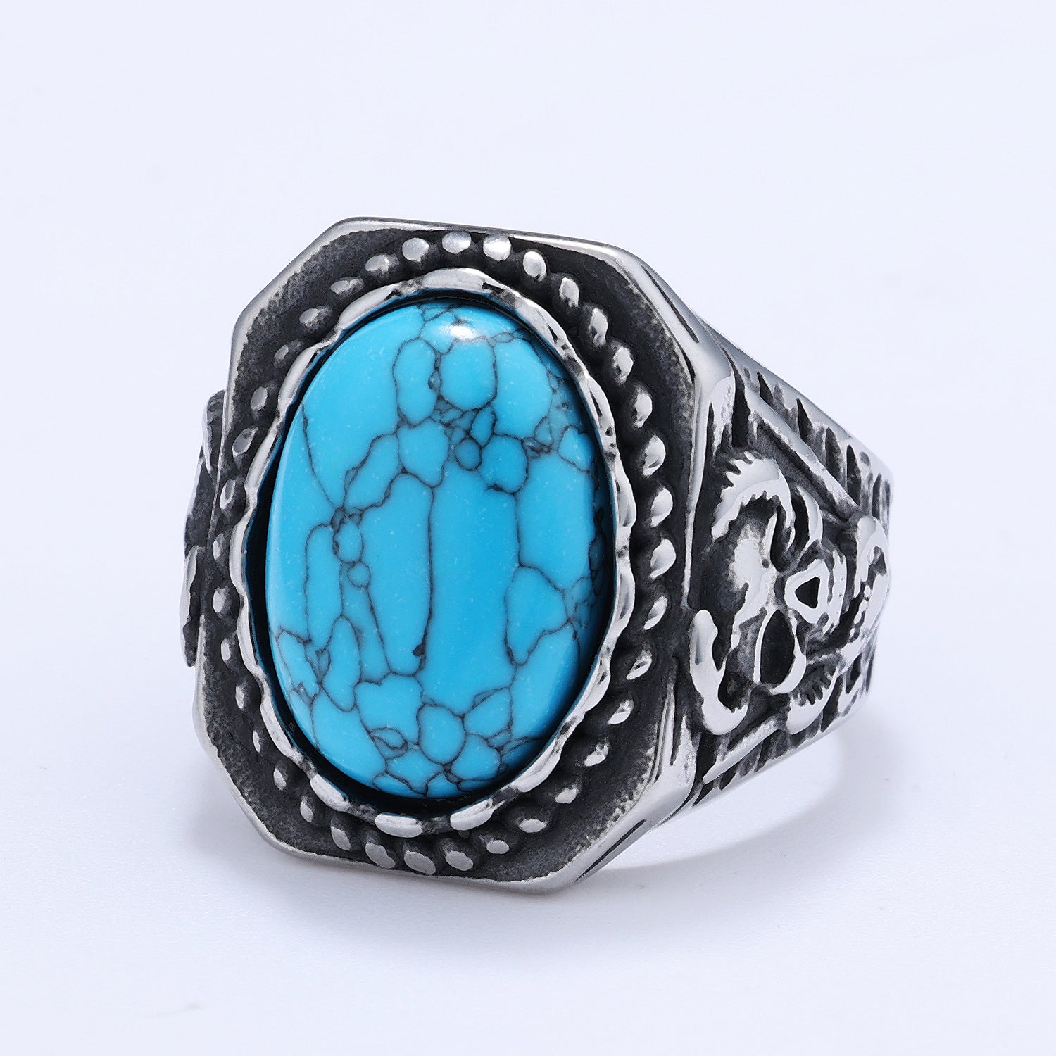 Anillo de sello de acero inoxidable tallado minimalista