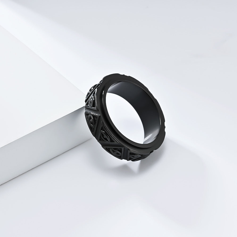 Anillo de sello de acero inoxidable tallado minimalista