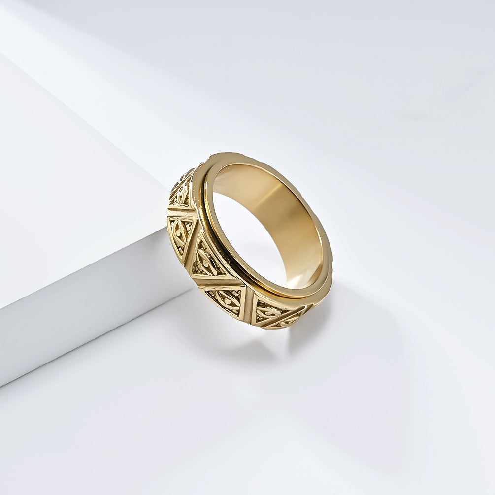 Anillo de sello de acero inoxidable tallado minimalista