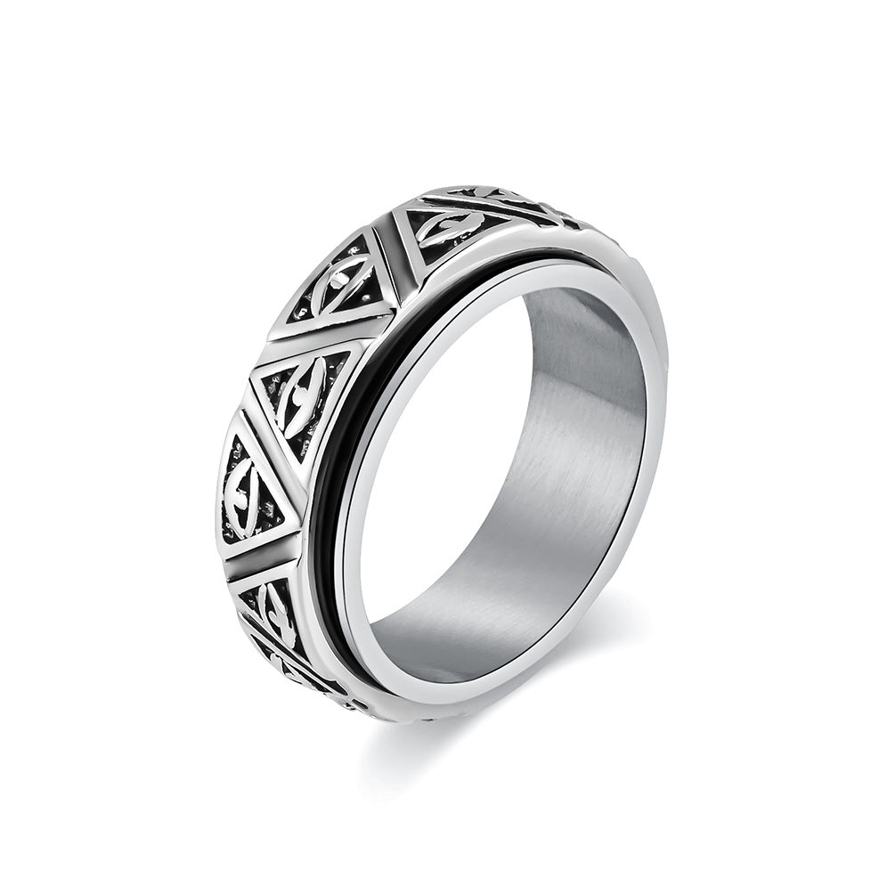 Anillo de sello de acero inoxidable tallado minimalista