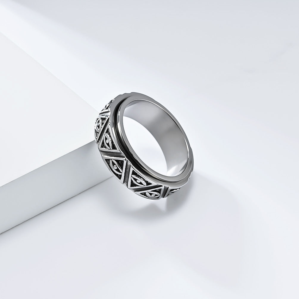 Anillo de sello de acero inoxidable tallado minimalista