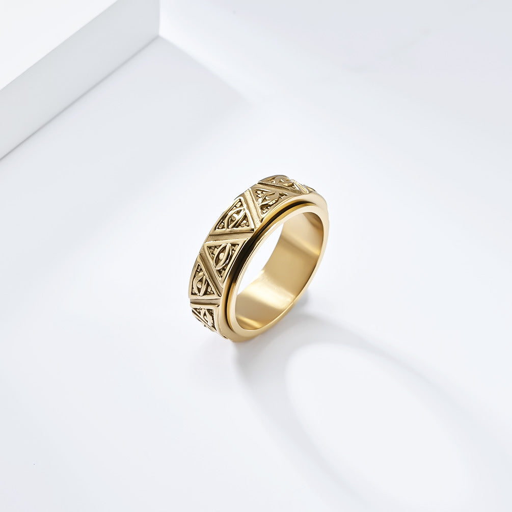 Anillo de sello de acero inoxidable tallado minimalista