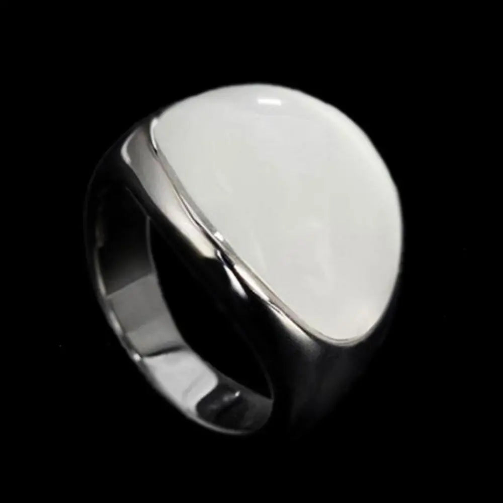 Round Aurora Opal Stainless Steel Ring - Vrafi Jewelry