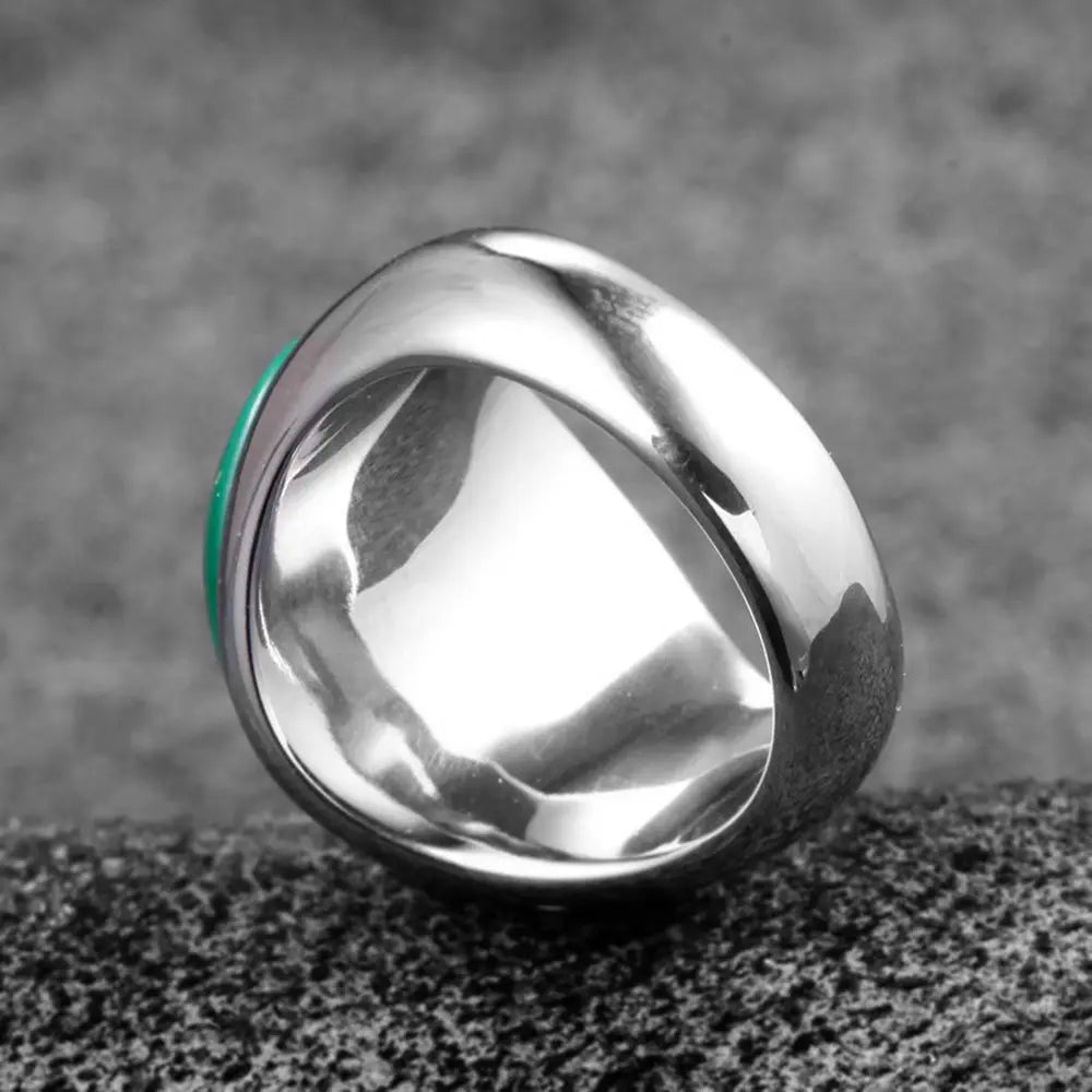 Round Aurora Opal Stainless Steel Ring - Vrafi Jewelry