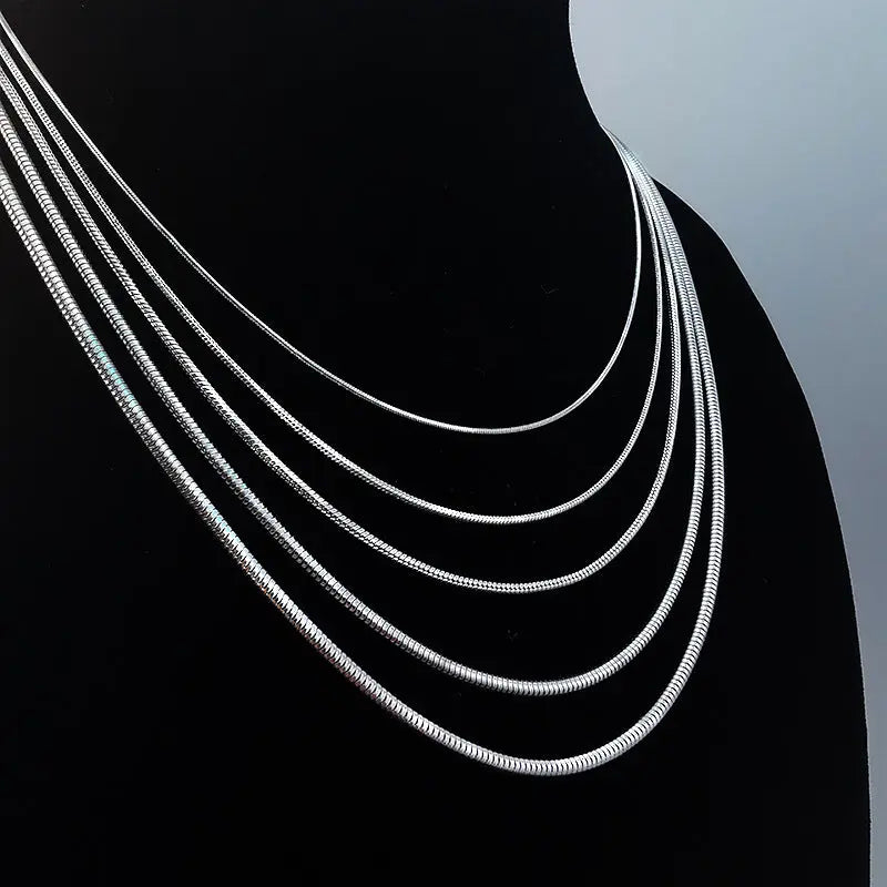 Round Snake Bone Chain Stainless Steel Necklace VRAFI
