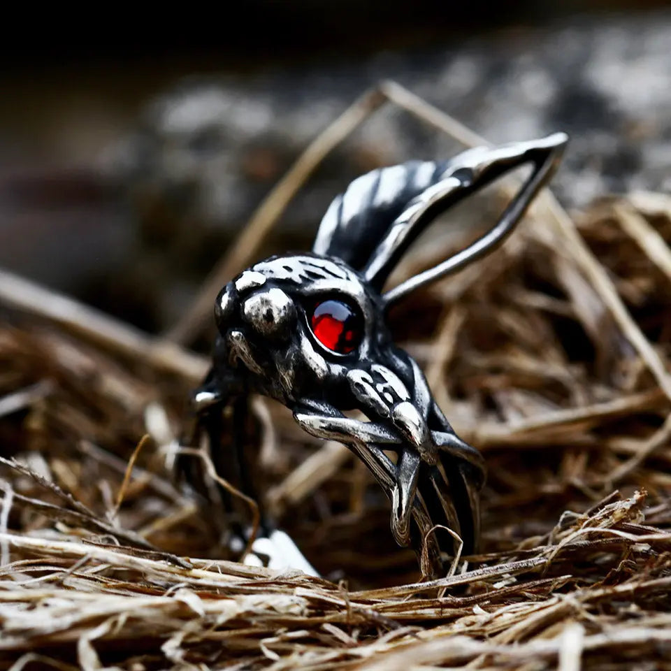 Ruby Eye Rabbit Stainless Steel Ring VRAFI