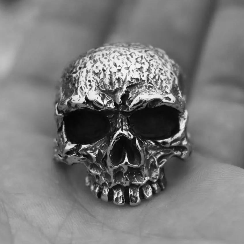 Rugged Skull Stainless Steel Ring - Vrafi Jewelry