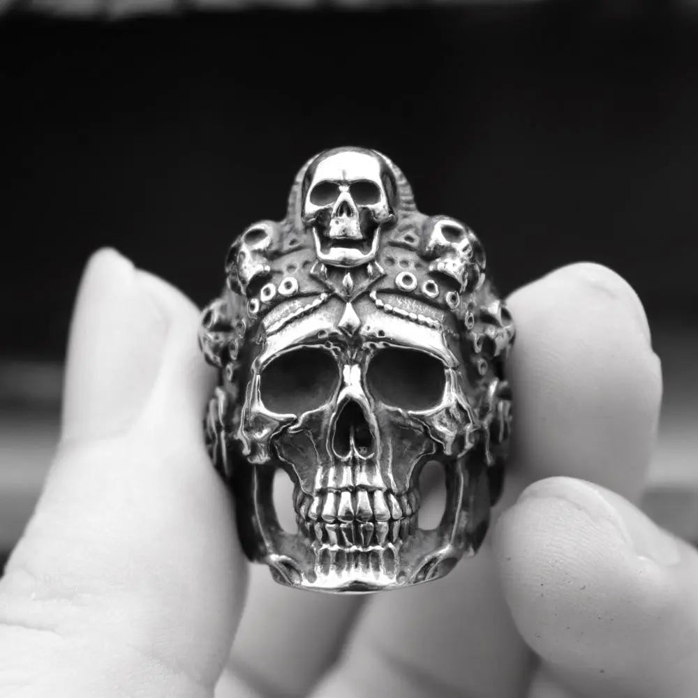 Santa Muerte Death Stainless Steel Skull Ring - Vrafi Jewelry