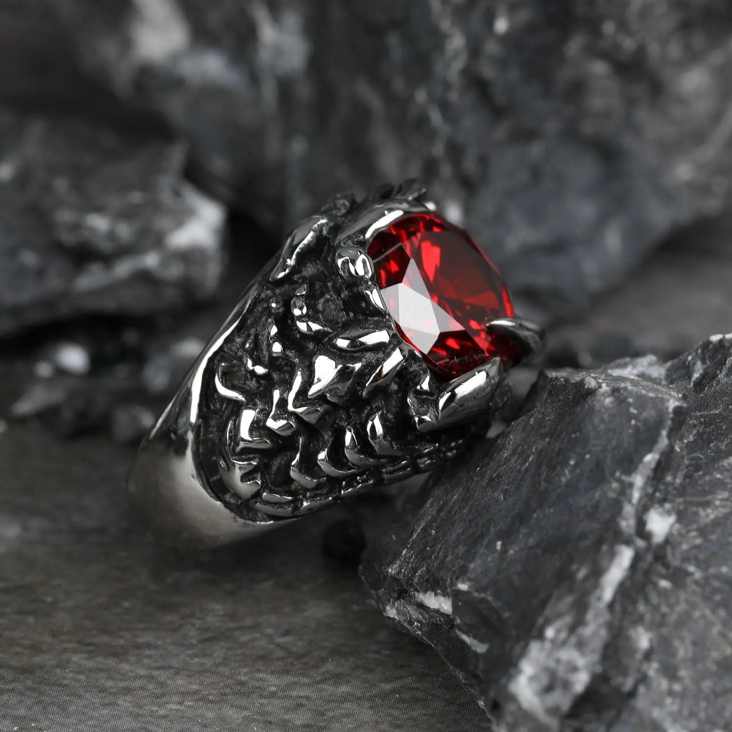 Scorpion Inlaid Gemstone Stainless Steel Ring VRAFI