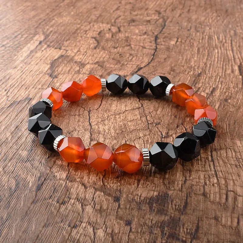 Section design Green Agate Stainless Steel Bracelet Beaded Jewelry VRAFI