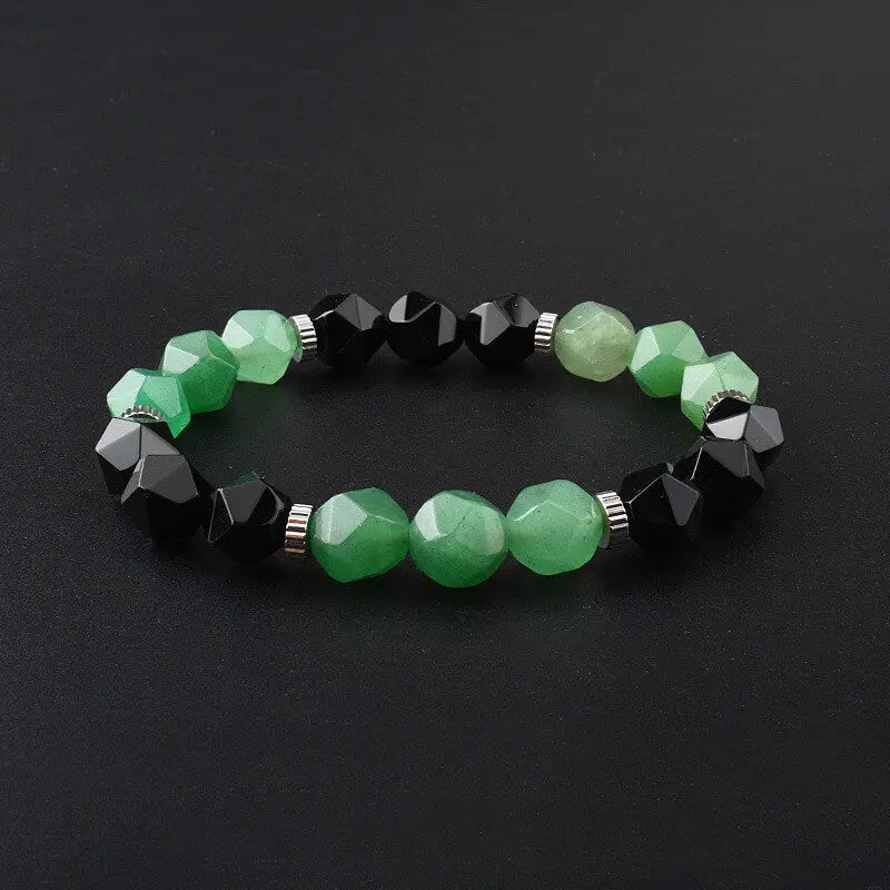 Section design Green Agate Stainless Steel Bracelet Beaded Jewelry VRAFI