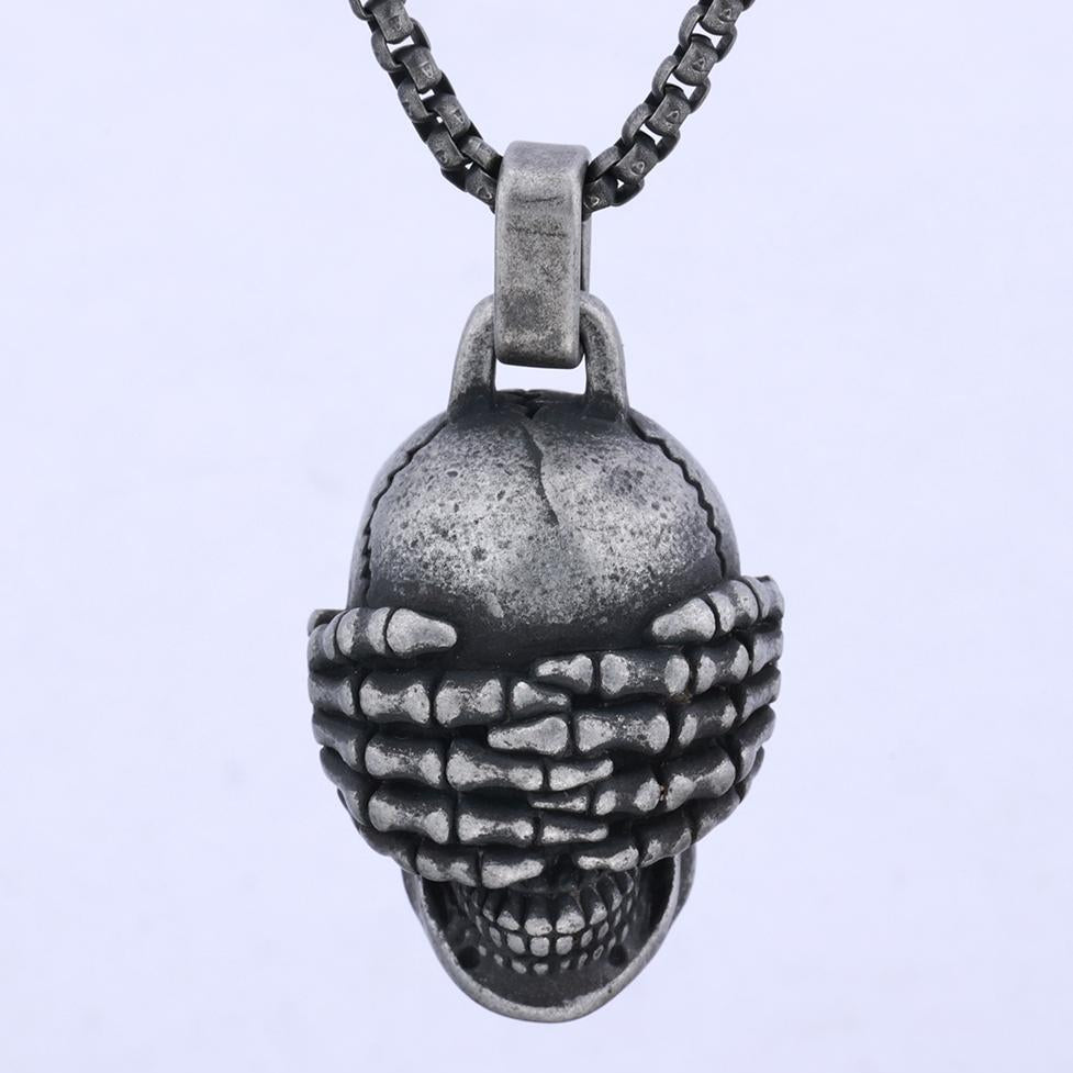 See No Evil Speak No Evil Skull Pendant