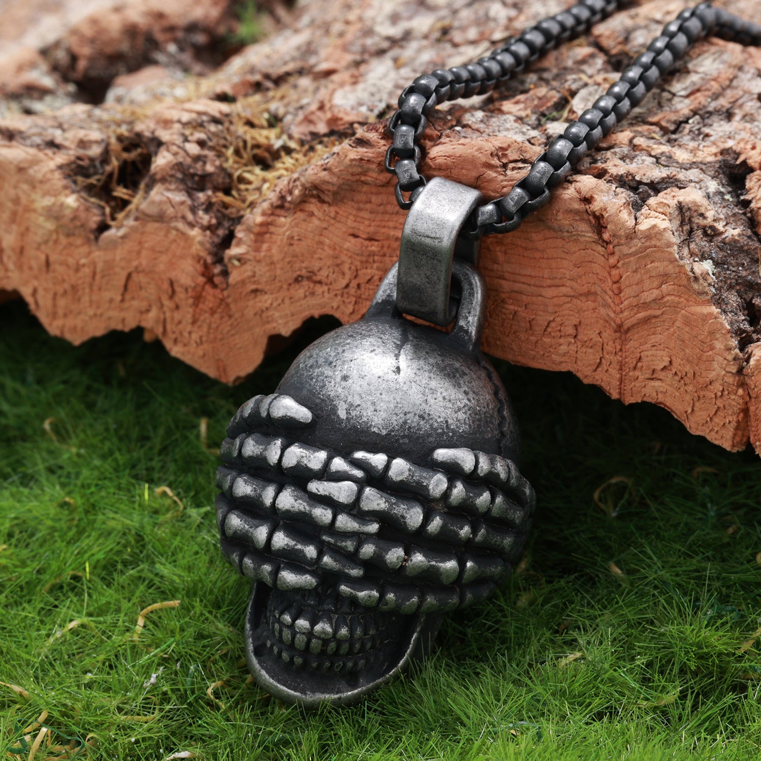 See No Evil Speak No Evil Skull Pendant