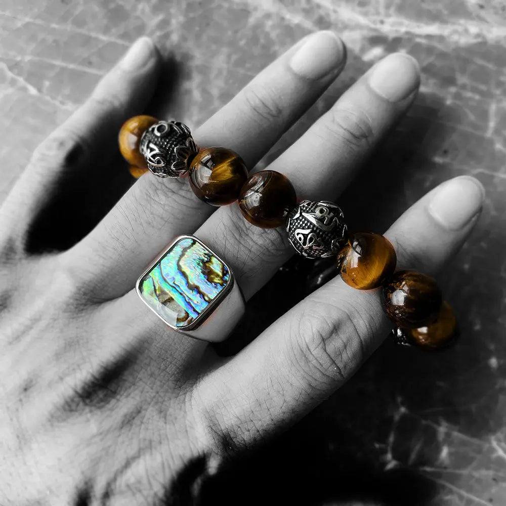 Shell Gem Stainless Steel Ring VRAFI