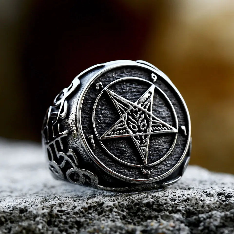 Sigil Of Baphomet Stainless Steel Satan Ring - Vrafi Jewelry