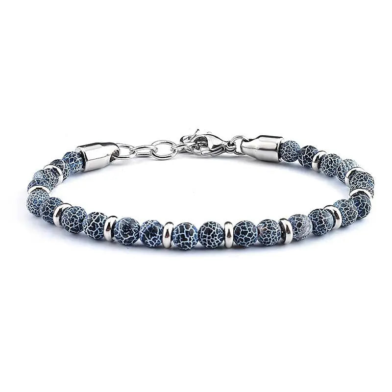 Single-row Natural Stone Bead Lobster Claw Clasp Bracelet- Vrafi Jewelry