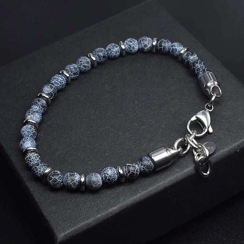Single-row Natural Stone Bead Lobster Claw Clasp Bracelet- Vrafi Jewelry
